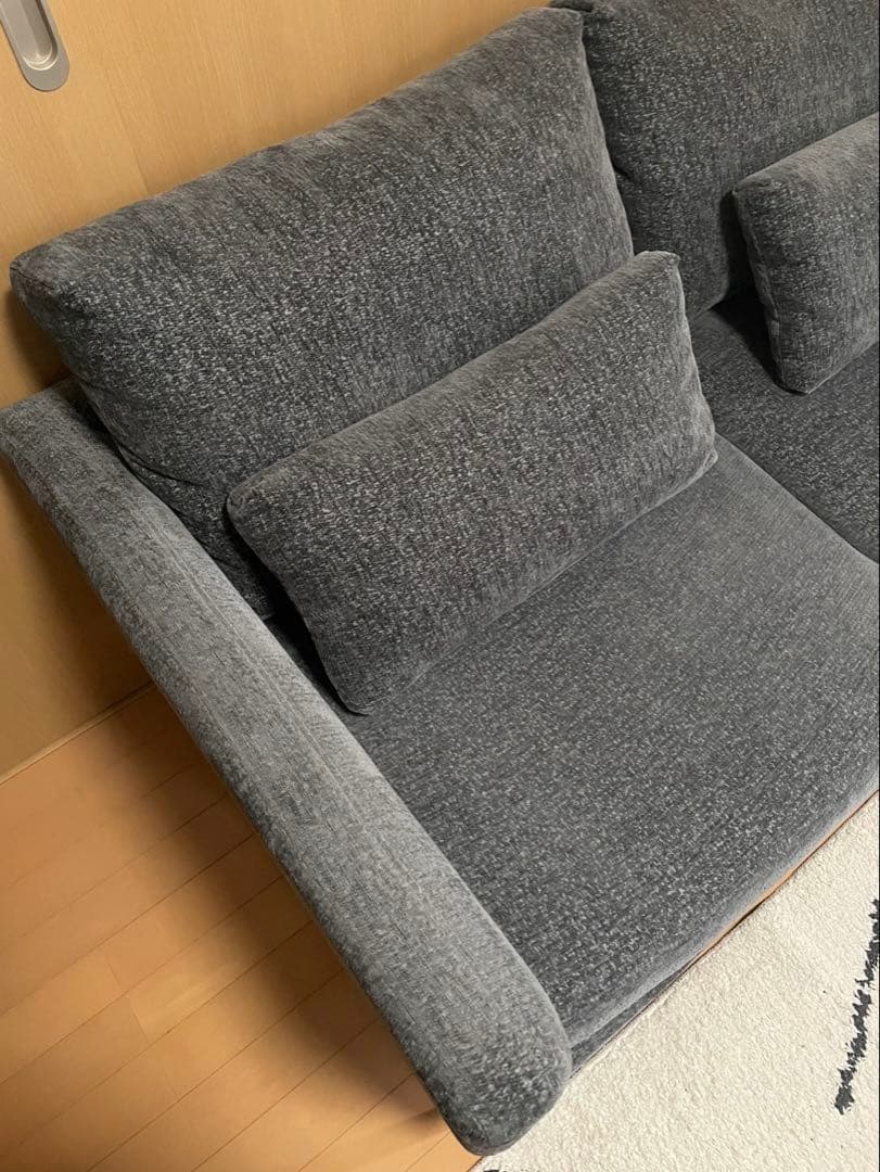 【最終】モダンデコ　2人掛けソファ　ストーングレー