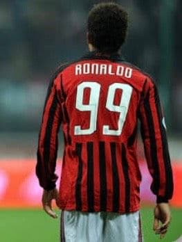 07-08 ACミラン　ロナウド　アディダスオフィシャル　フルパッチユニフォーム