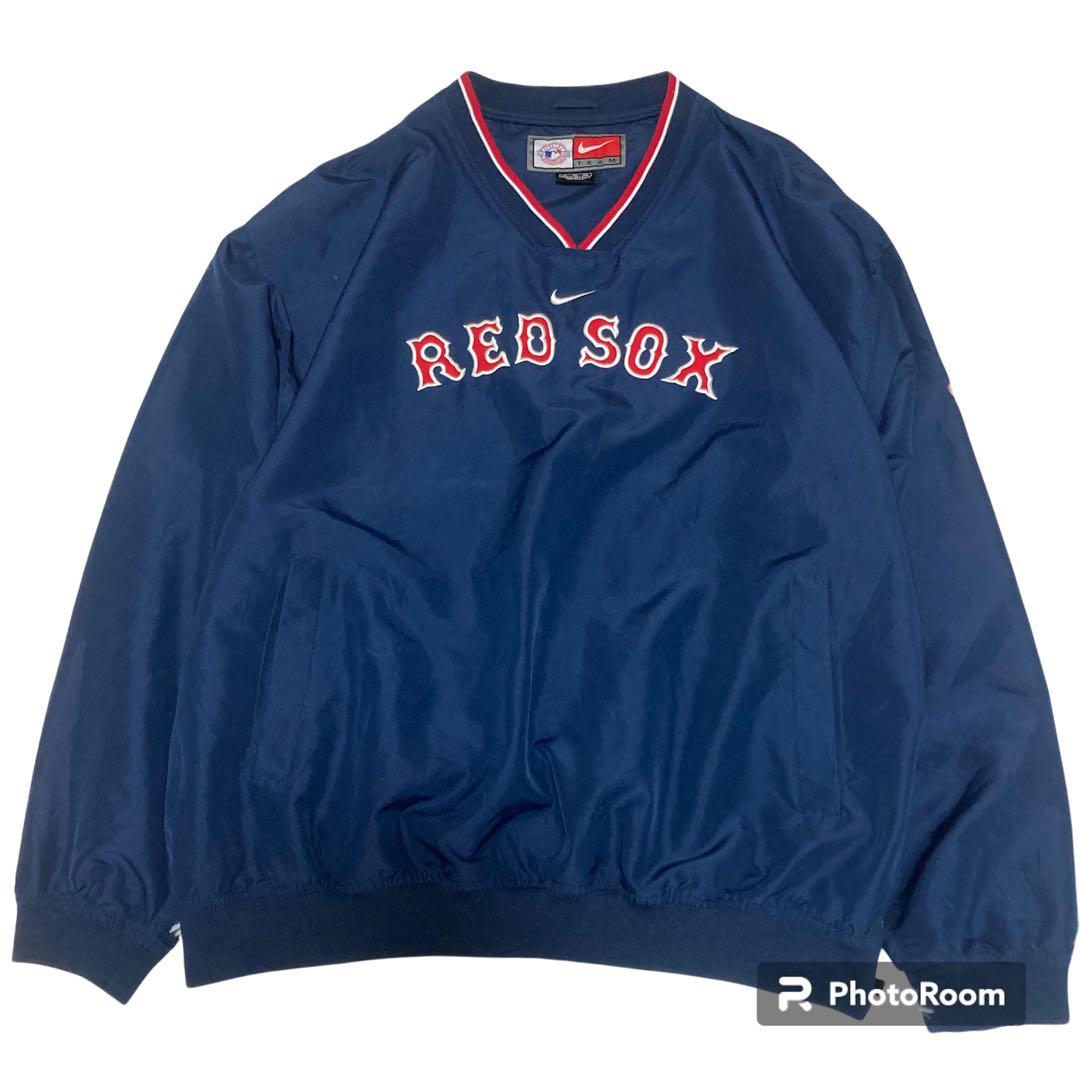 NIKE Red Sox VネックプルオーバーナイロンジャケットセンターロゴXL