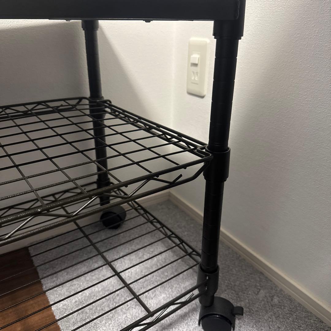 ルミナスノワール　TV台　3段　スチールラック キャスター付き