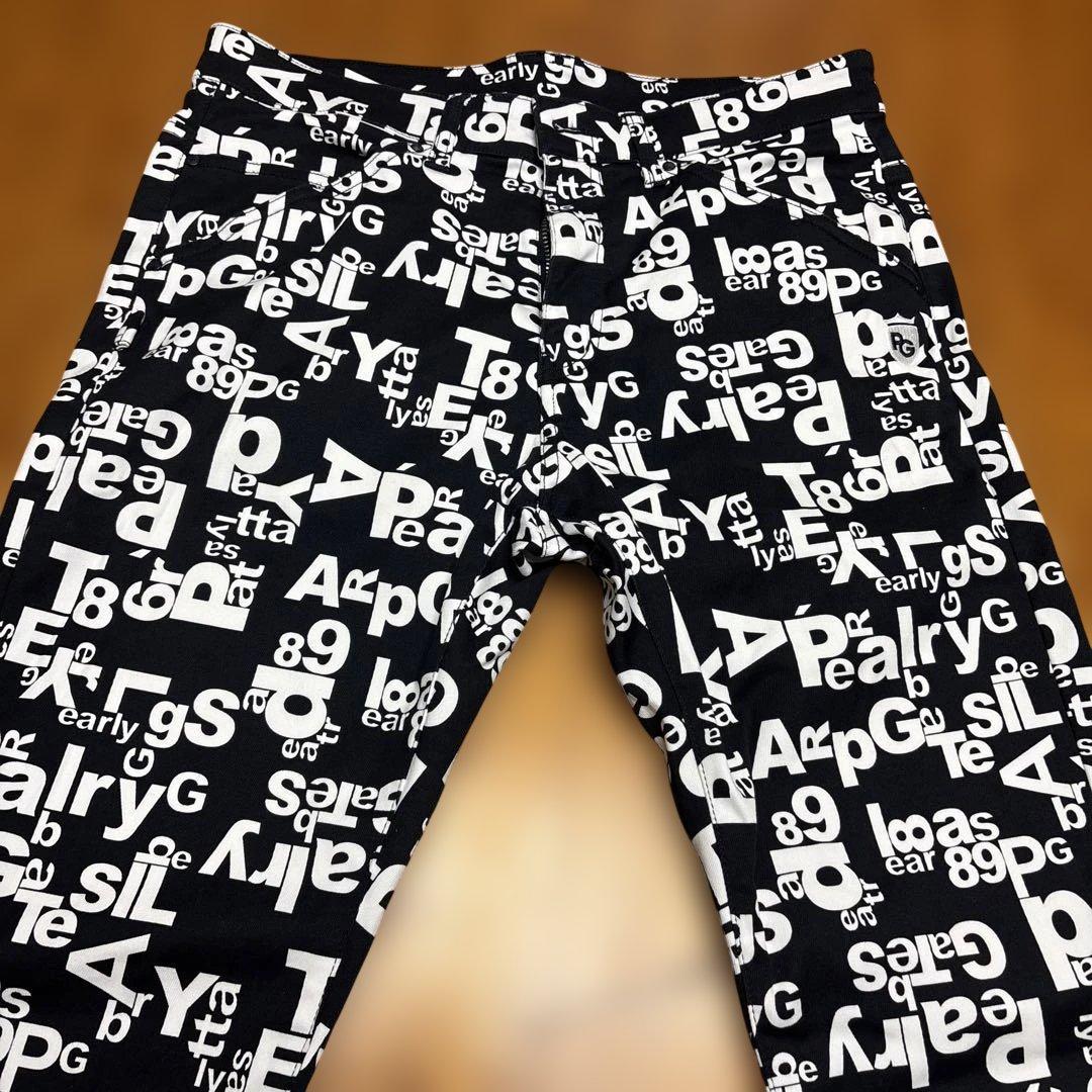 極美品 パーリーゲイツ 2022年 ロゴ総柄 ストレッチパンツ Lサイズ
