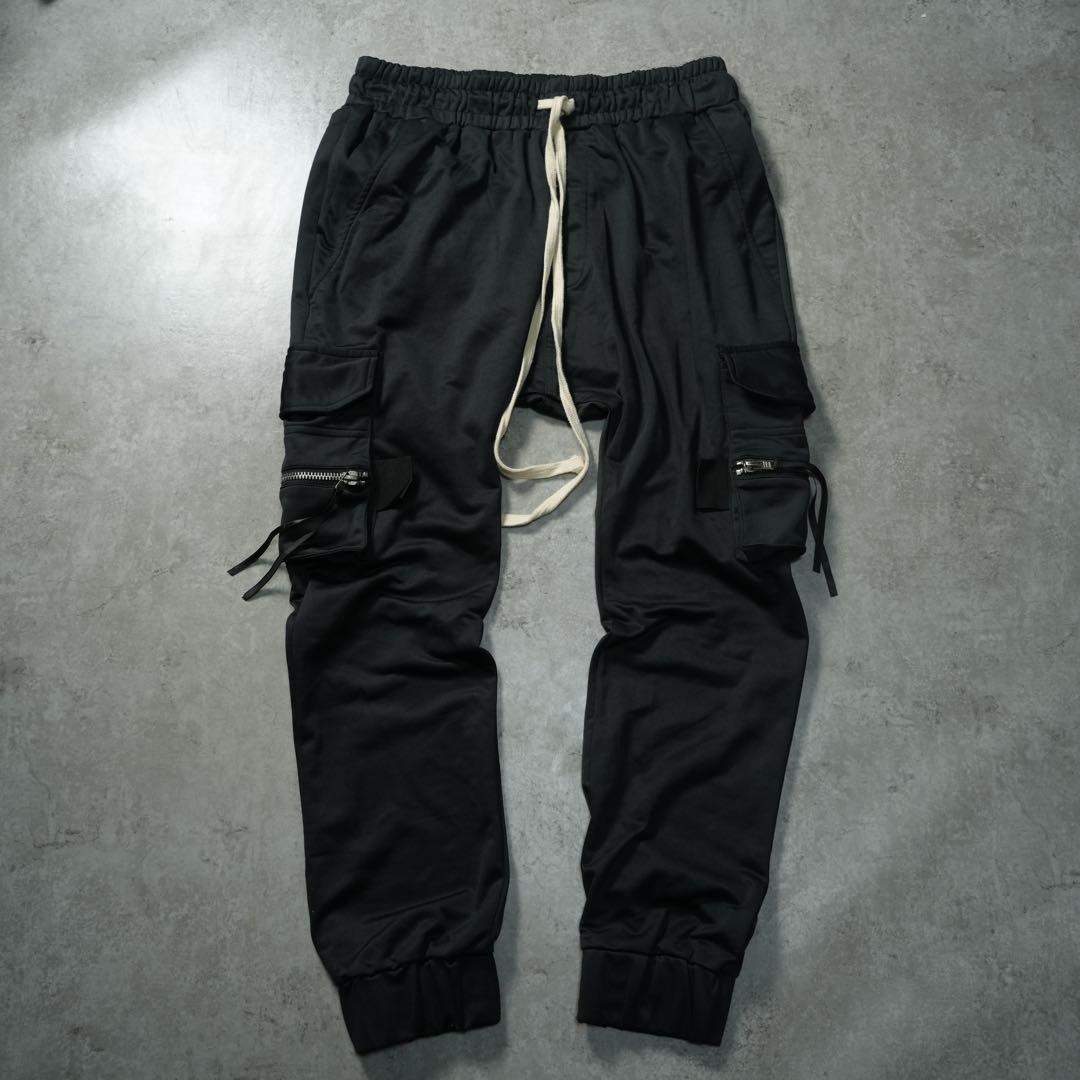 mnml カーゴパンツ ジャージ生地 ドリップ UKドリル ブラック ジョガー