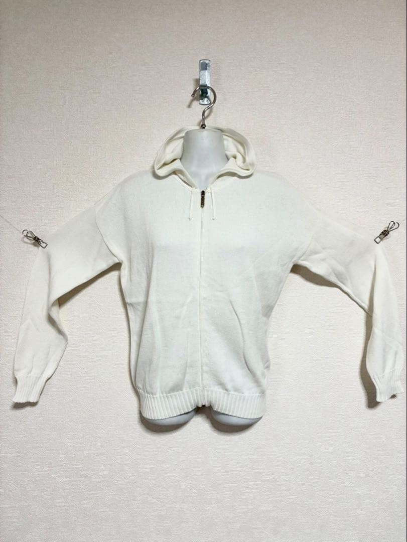 m726◆Max Mara◆白◆ジップフード付パーカー◆日本製◆綿100%◆S