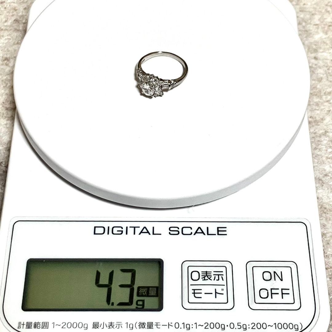 Pt900 天然ダイヤモンド 合計1.11ct 豪華 ヘイロー オーバル リング