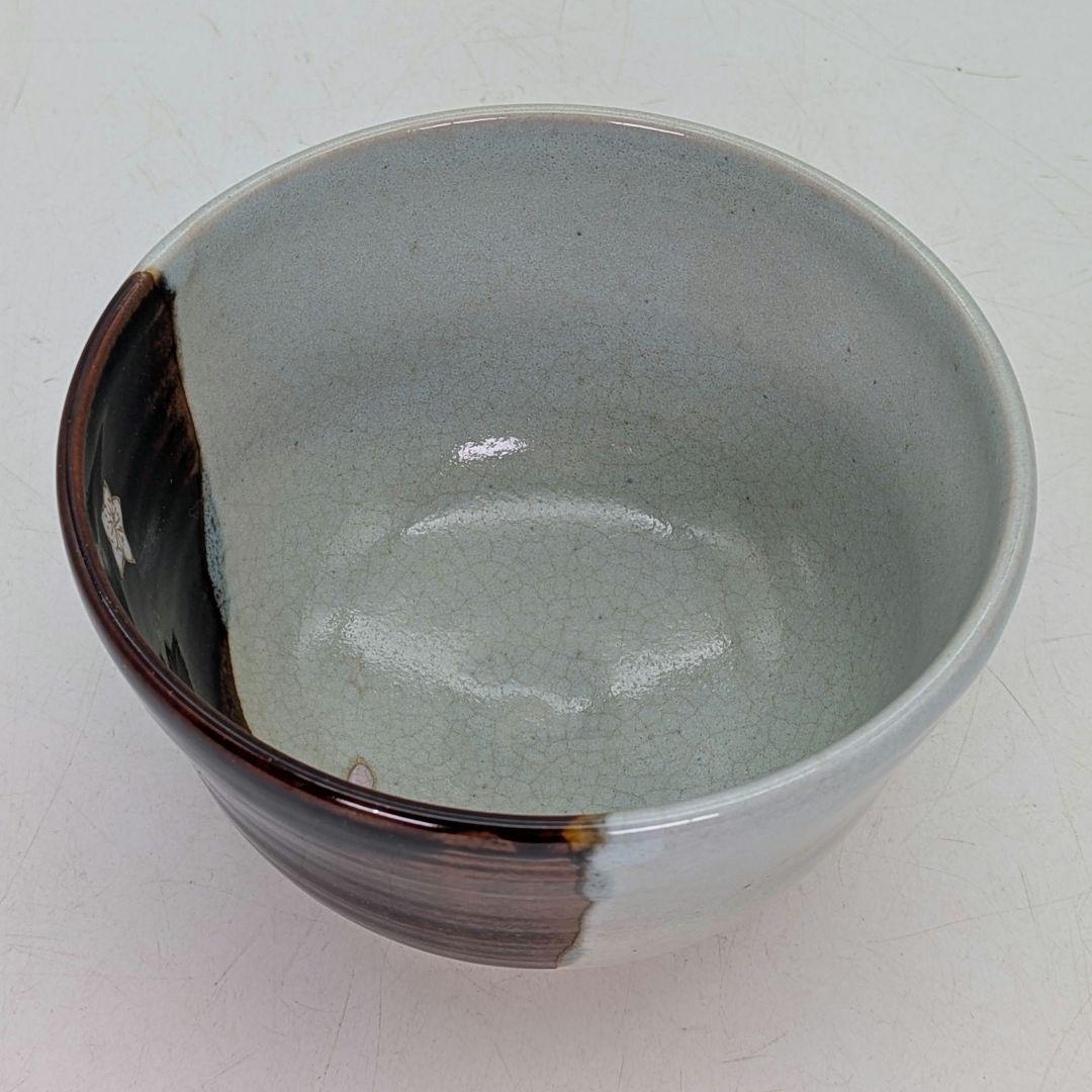 橋本紫雲 京焼 掛分三人官女文茶盌 共箱合布栞 抹茶碗 抹茶茶碗 茶道具 茶器