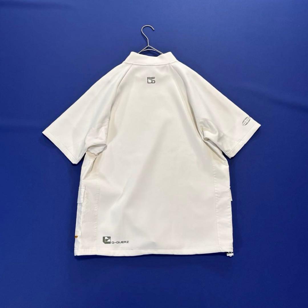 ラフロッグ　半袖モックネックシャツ　プルオーバー　ボンディング　ホワイト　M