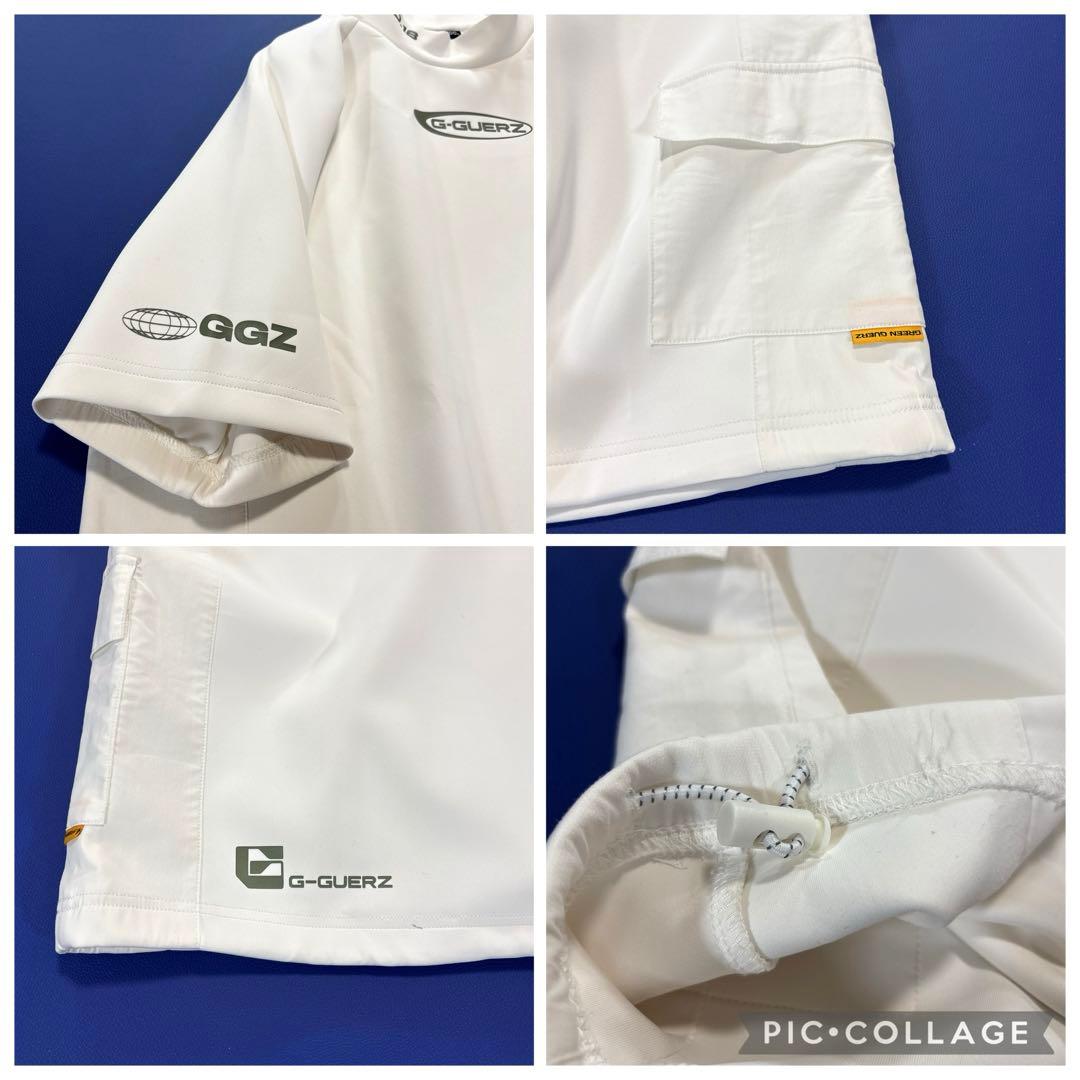 ラフロッグ　半袖モックネックシャツ　プルオーバー　ボンディング　ホワイト　M