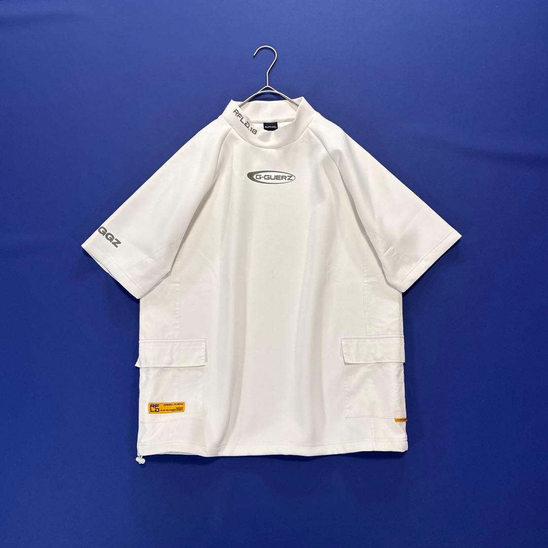 ラフロッグ　半袖モックネックシャツ　プルオーバー　ボンディング　ホワイト　M