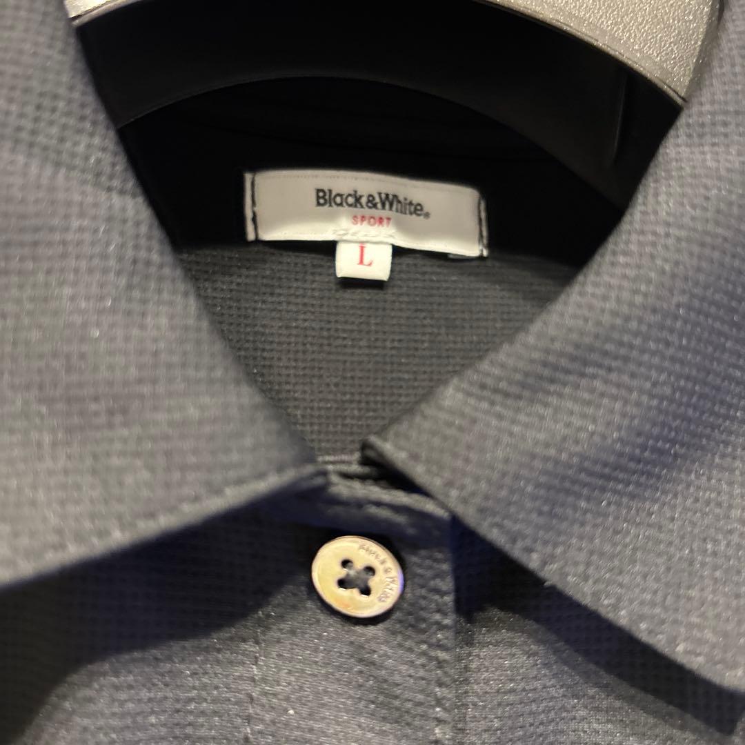 Black&White ポロシャツ Lサイズ ブラック&スカート&モックシャツ