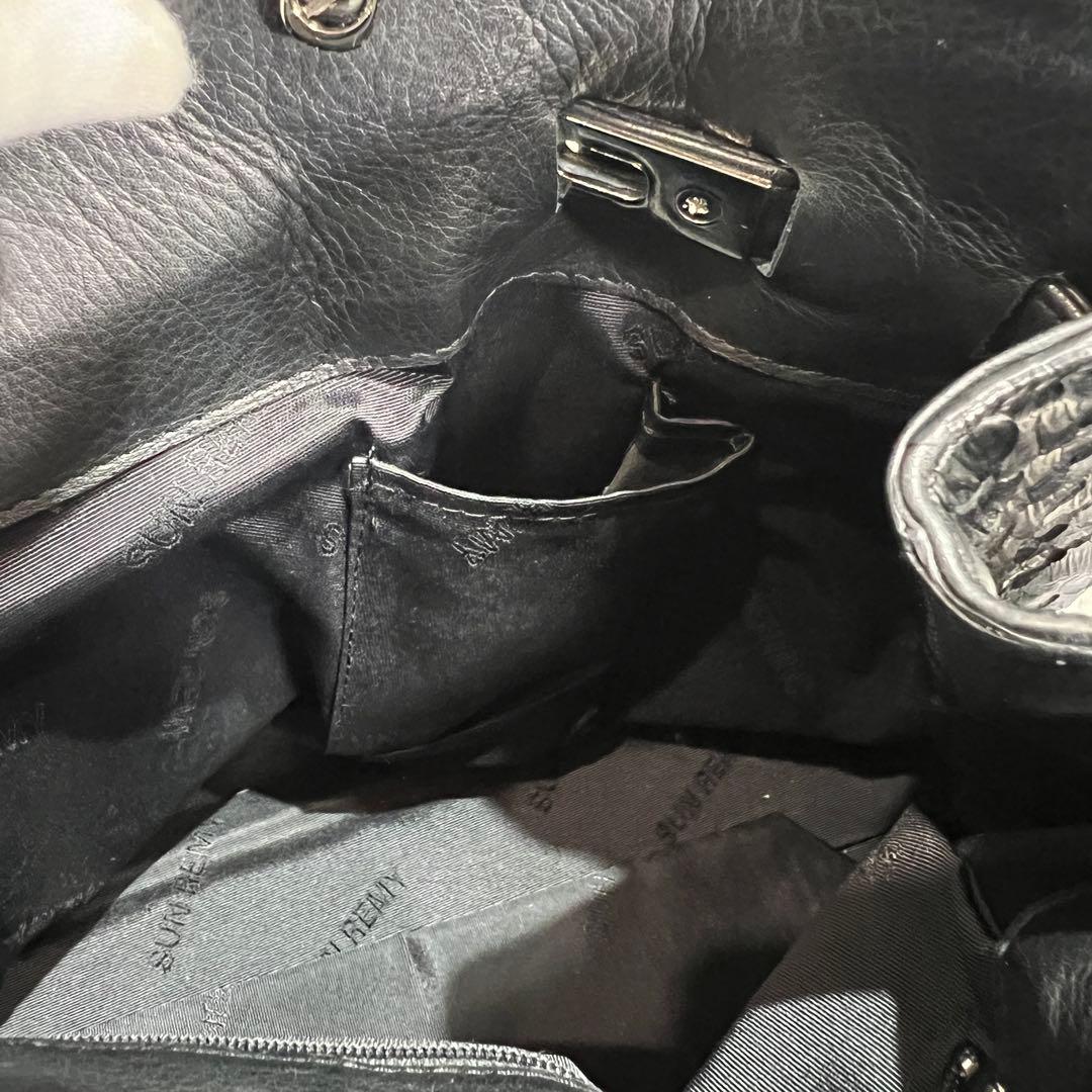 SUNREMY サンレミー パイソンレザー 黒 ブラック ケリーハンドバック