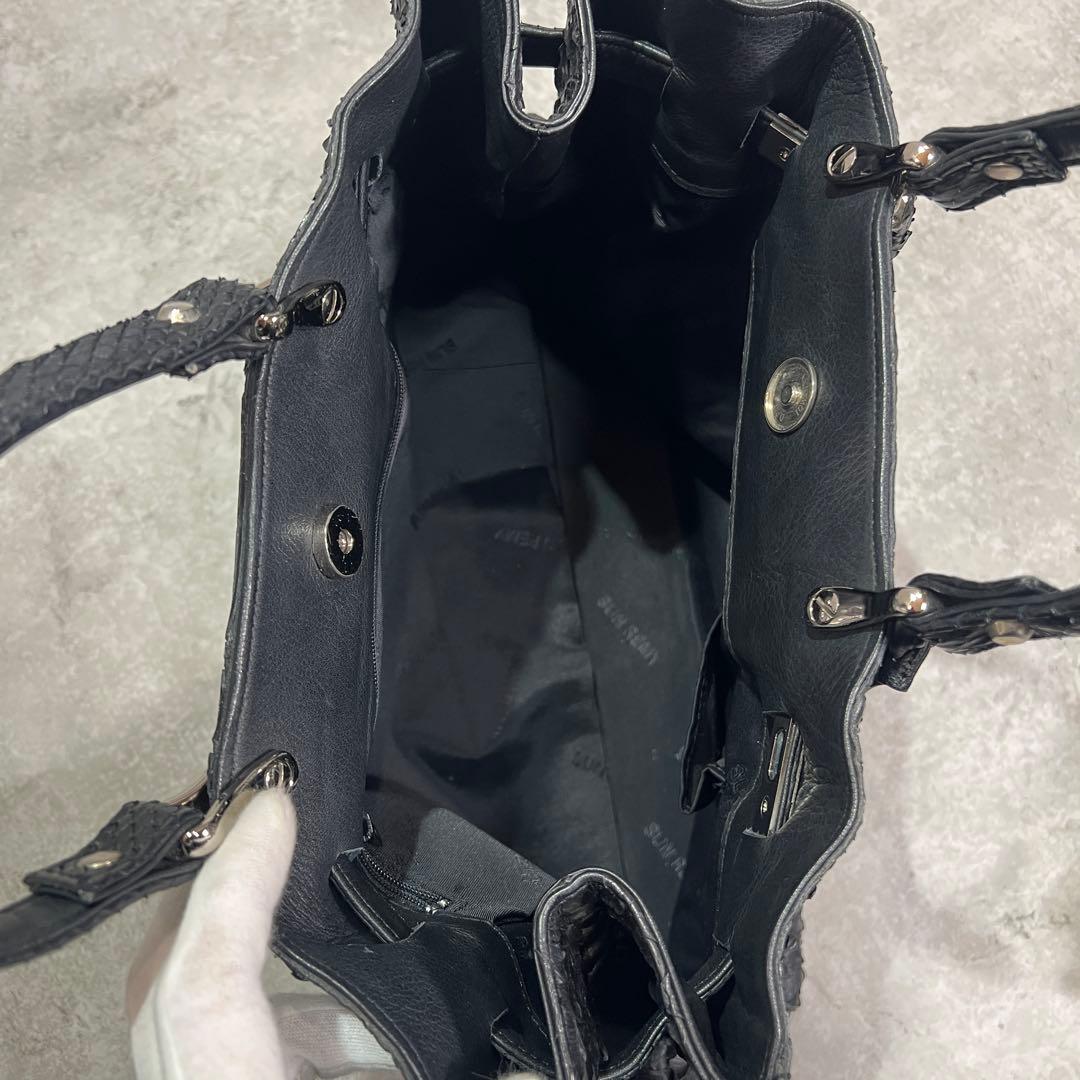 SUNREMY サンレミー パイソンレザー 黒 ブラック ケリーハンドバック