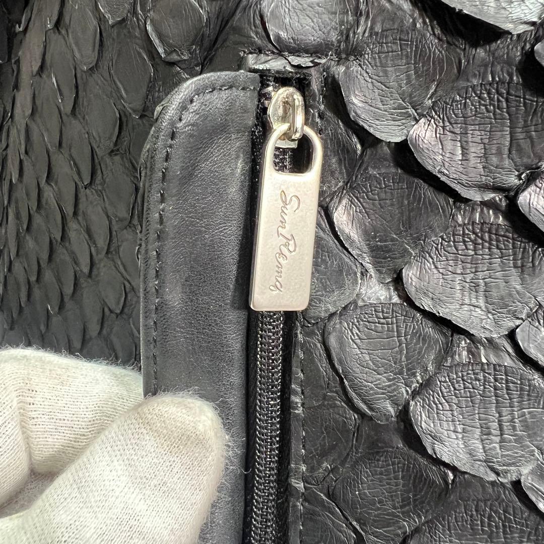 SUNREMY サンレミー パイソンレザー 黒 ブラック ケリーハンドバック