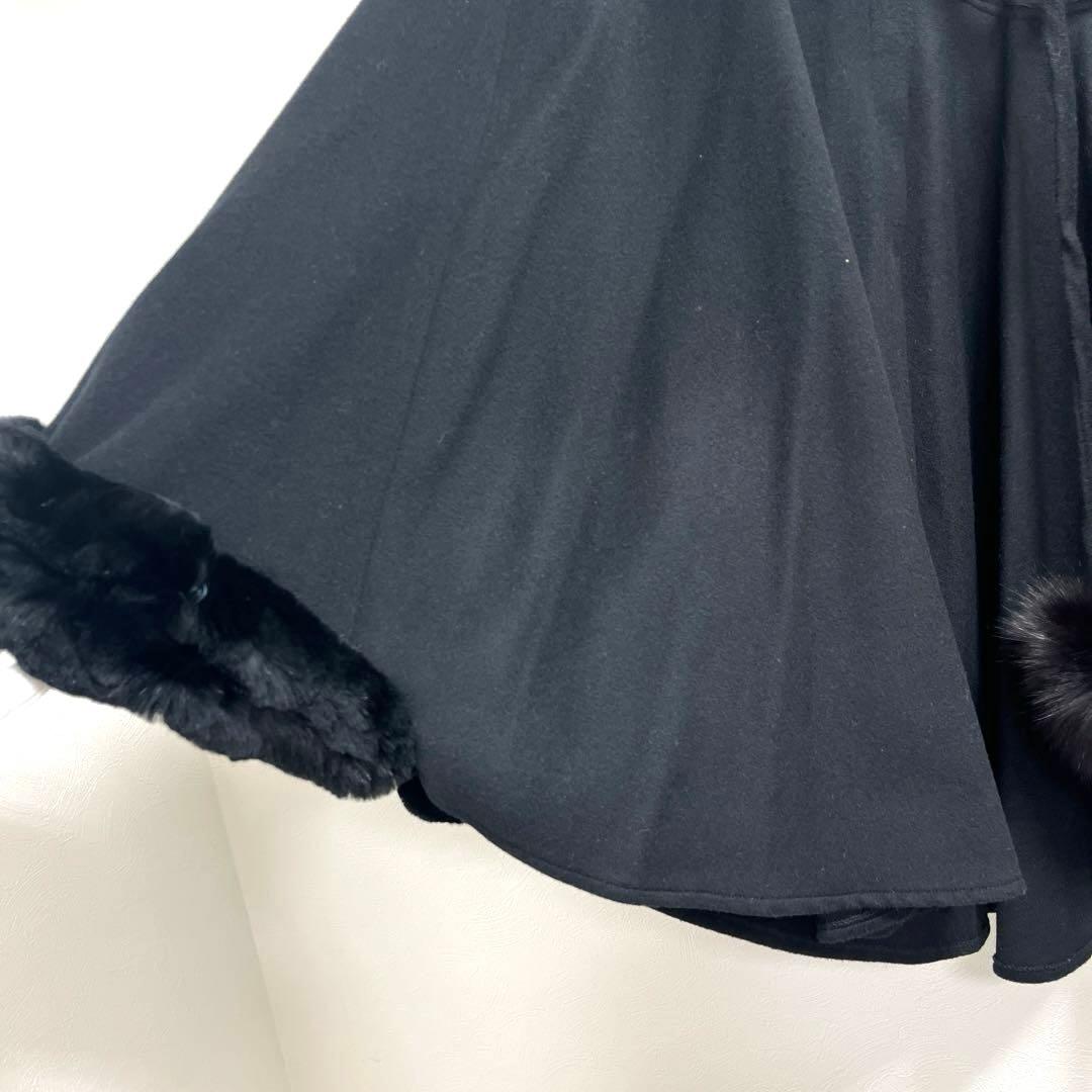 〈カシミヤ〉ファー付き　レディース　ケープコート