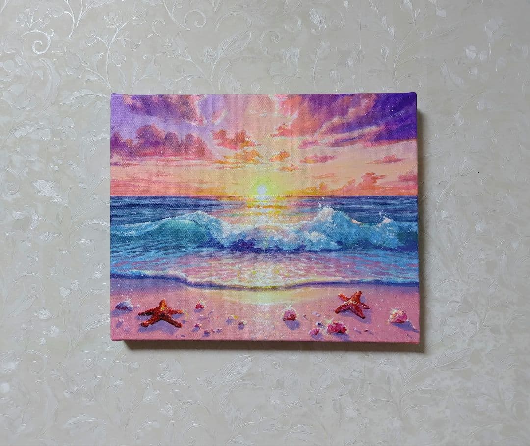 空*海様 【夕焼け】アクリル画 F3 風景画 絵画 海の絵