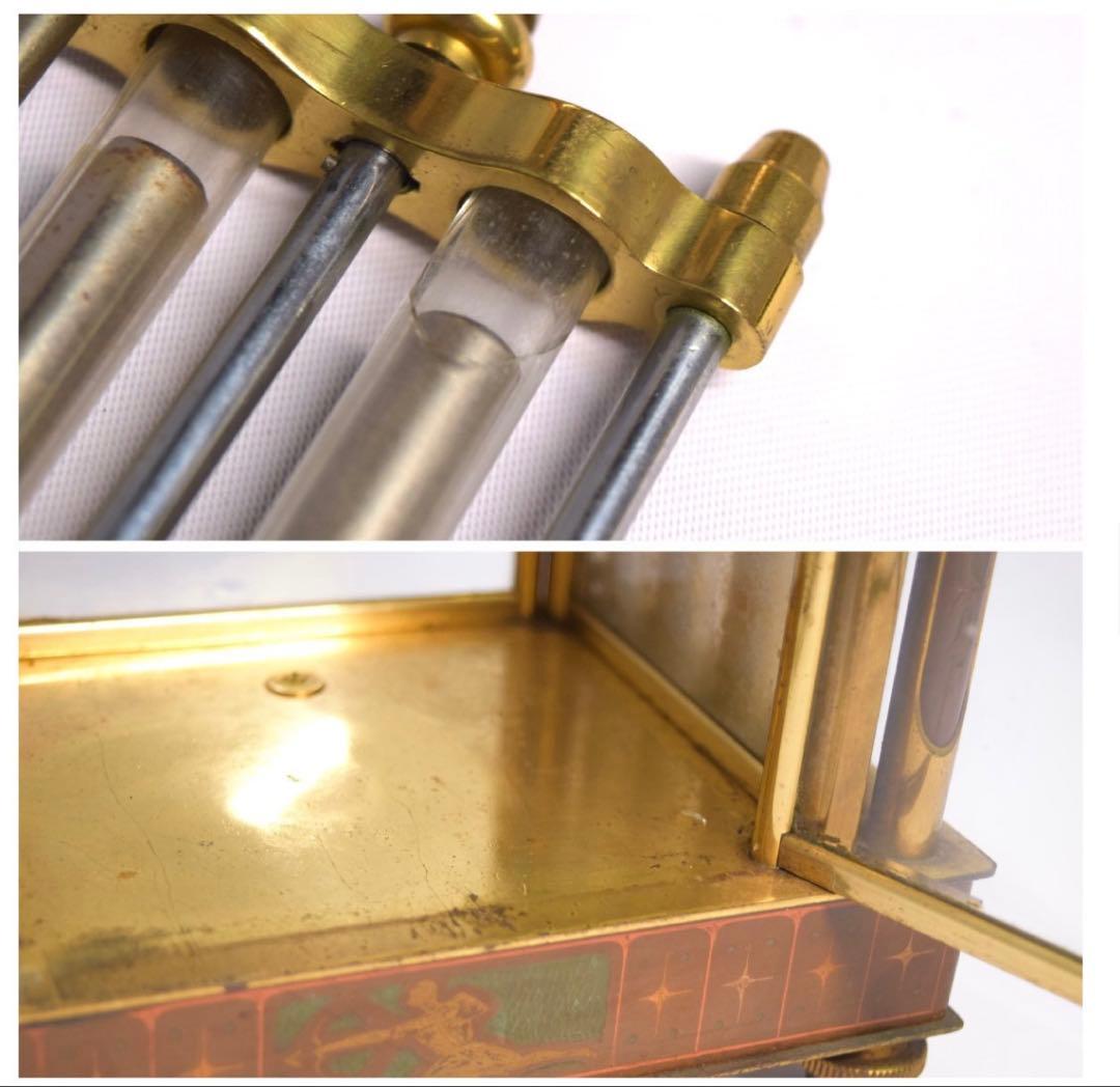 置時計 Nマーク ゼンマイ式 ガラス製 振り子時計 日本美術時計 動作未確認