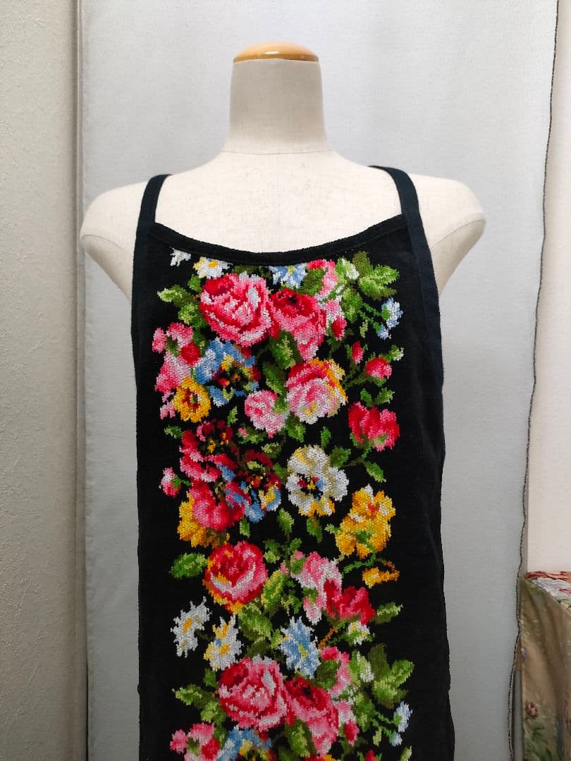 フェイラー　ブラック　花柄　エプロン