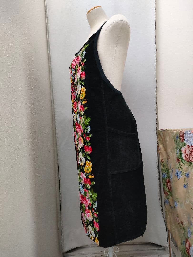 フェイラー　ブラック　花柄　エプロン