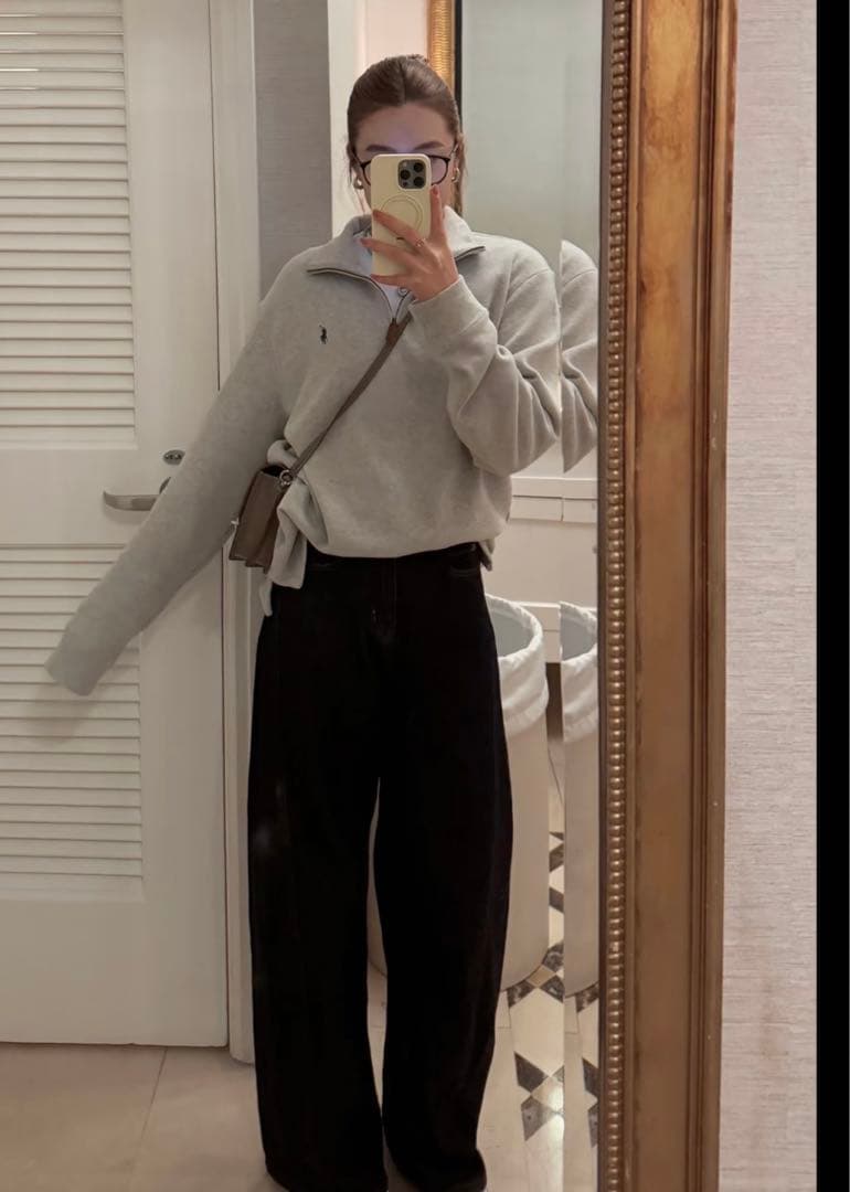 poloラルフローレン ハーフジップ ポニーワンポイント パーカーベージュ