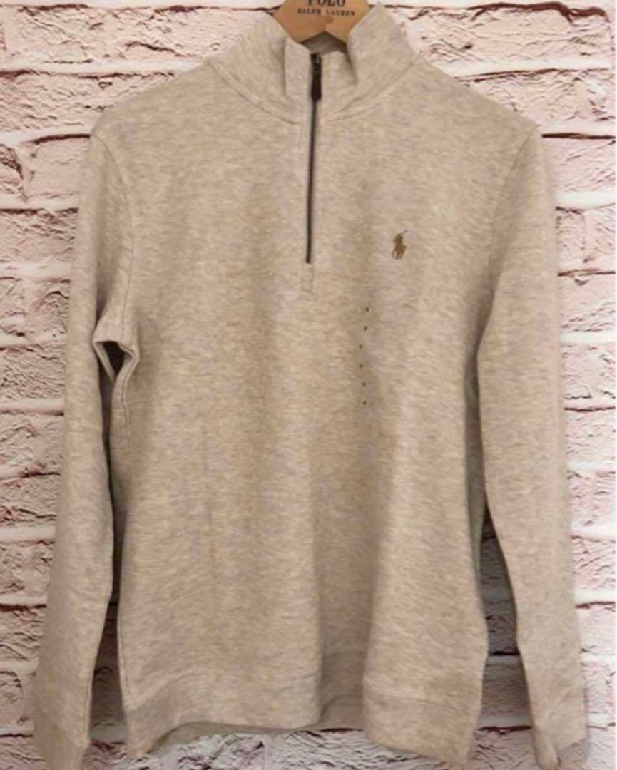 poloラルフローレン ハーフジップ ポニーワンポイント パーカーベージュ