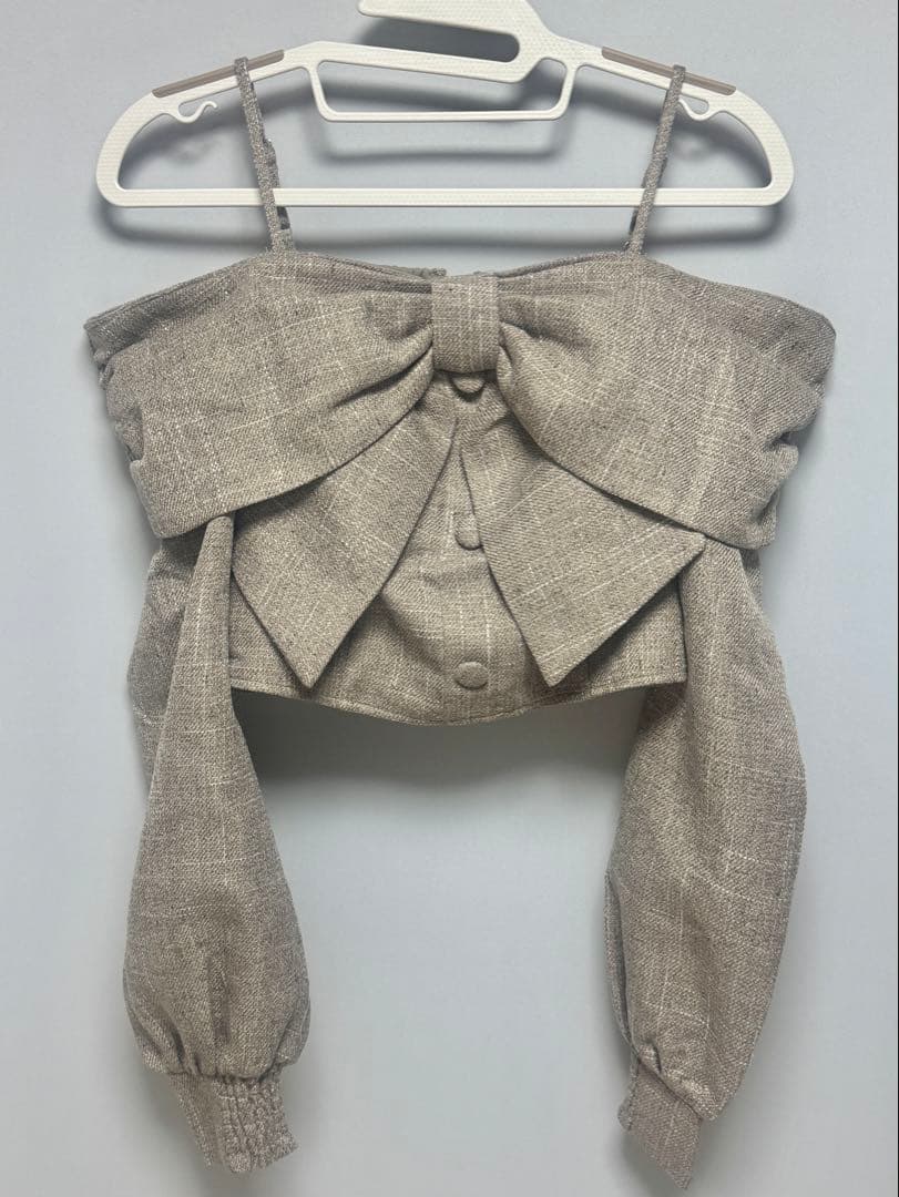 ♡美品♡リボンオフショルロングスリーブトップス/LIP SERVICE/グレー