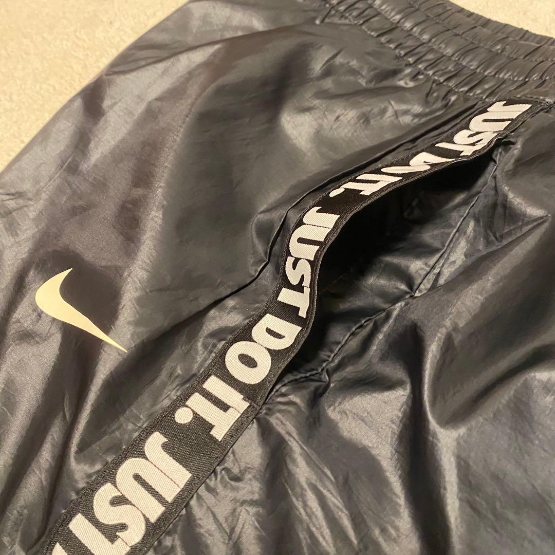 Nike レディースナイロンジャケットセットアップ XL 黒/蛍光イエロー