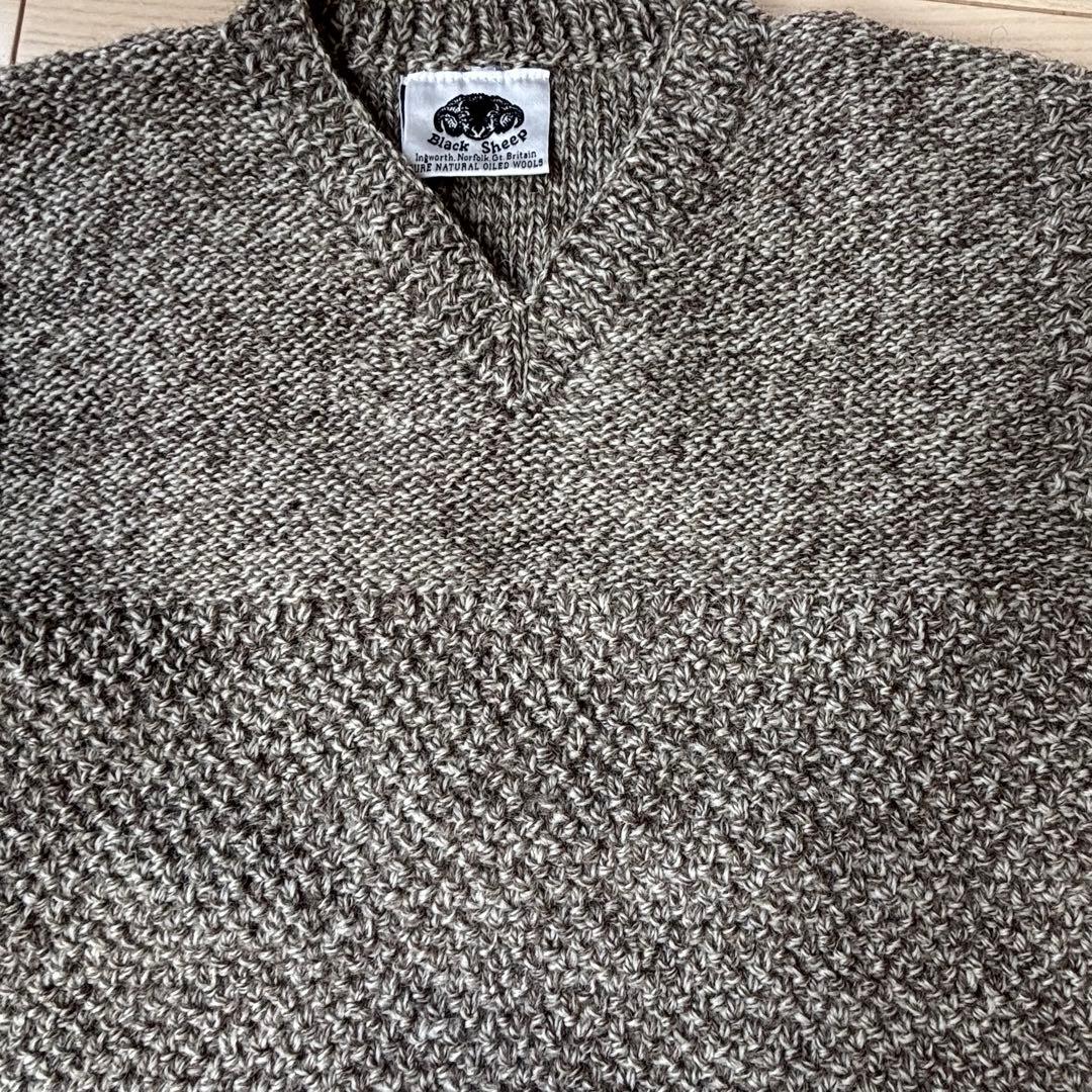 定価2.6万 英国製 ブラックシープ ハンドメイド ウールベスト L 無染色希少