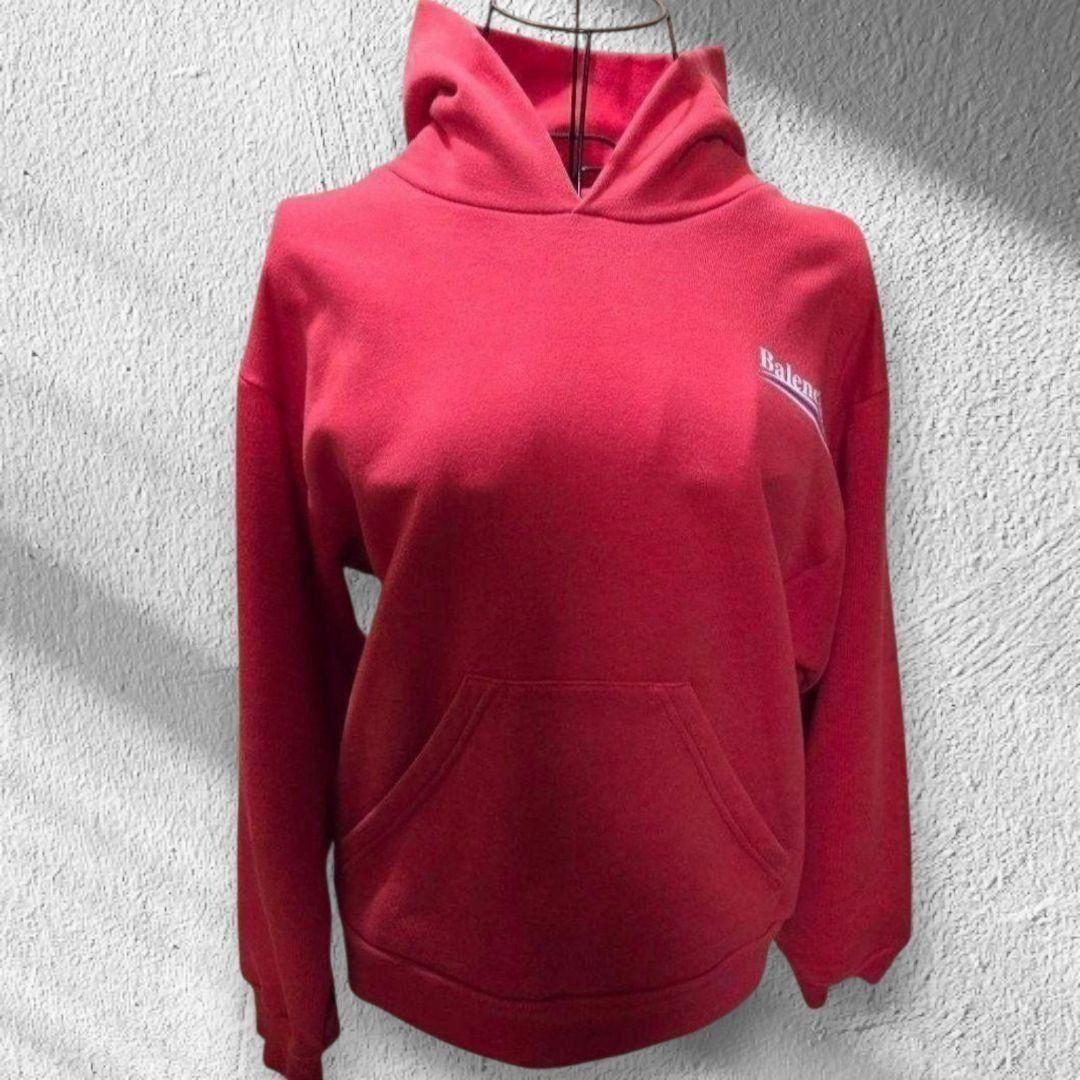 バレンシアガ　 パーカー フード付き　レッド　レディース　フーディー　M