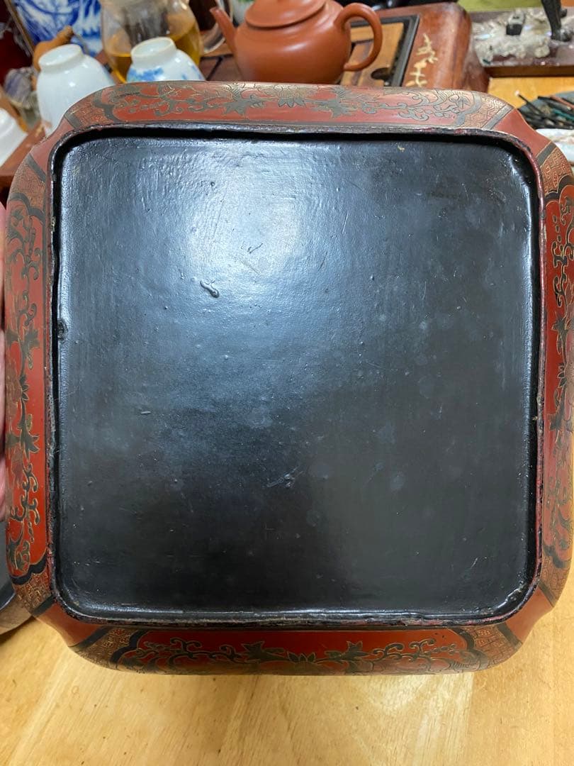 漆器 捧盒 雕刻 唐物 清朝