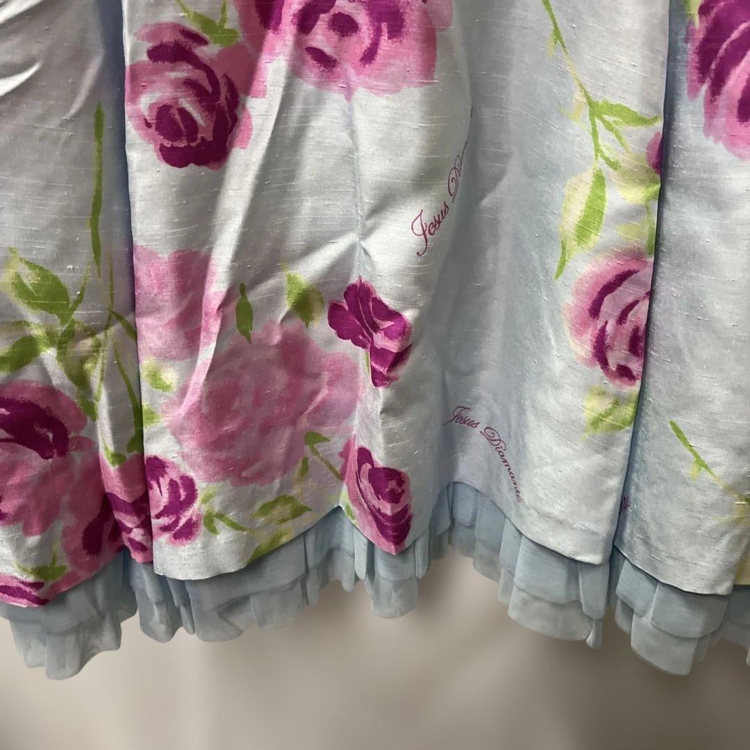 d*7様 289 ジーザスディアマンテ　肩リボンワンピース　プレミアムローズ柄サ