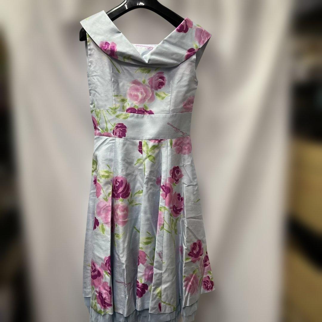 d*7様 289 ジーザスディアマンテ　肩リボンワンピース　プレミアムローズ柄サ