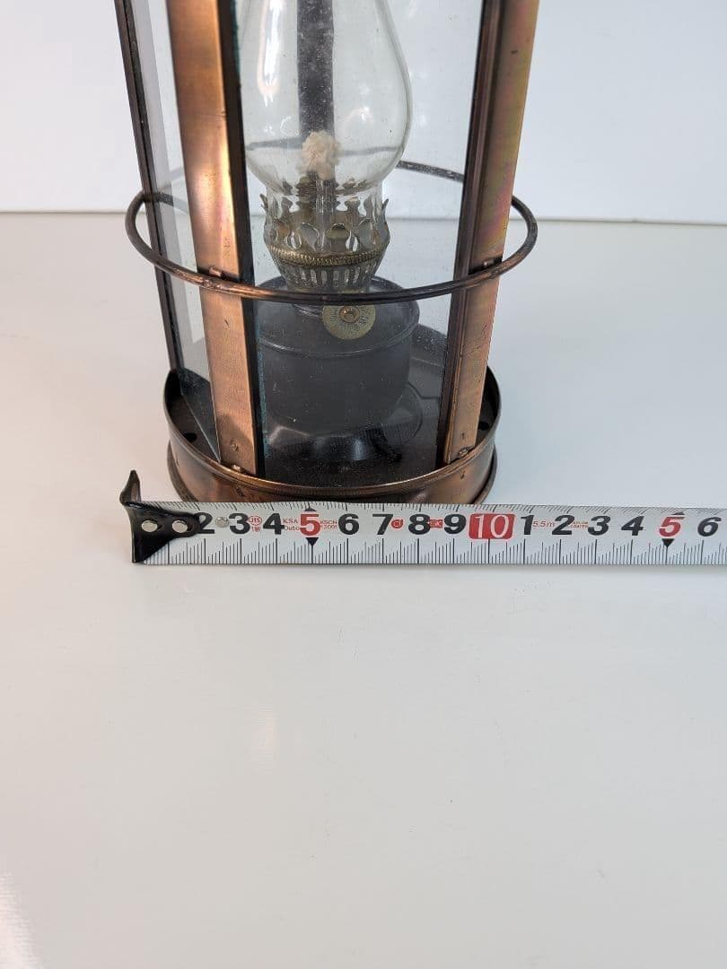 【 ヴィンテージ 】 オイルランタン／ガラスケース／吊り下げランプ／ブラウン②