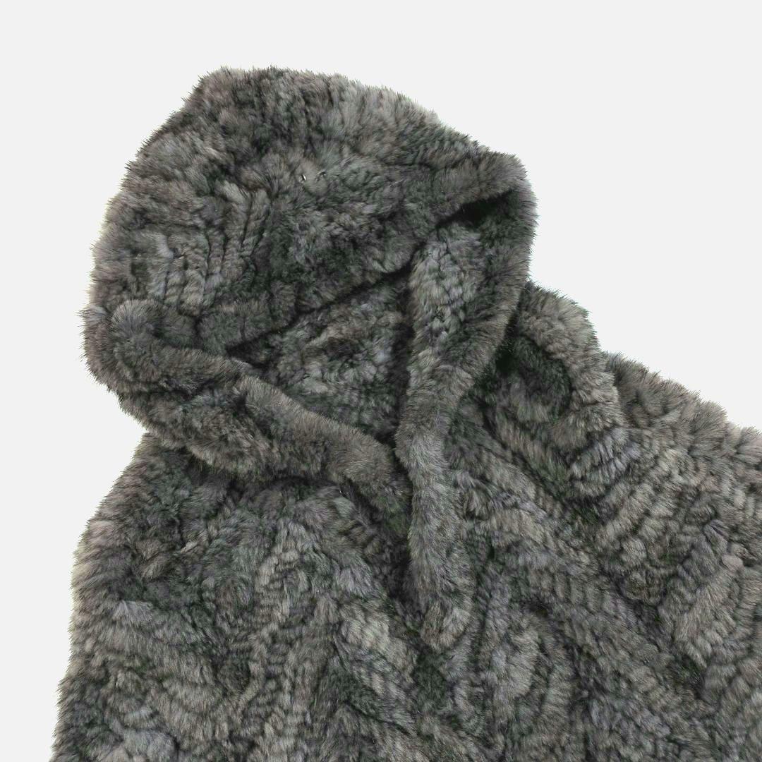 【極美品】ミンクヤーン 　ポンチョ　フード付きミンクファー　羊革フリンジ 毛皮