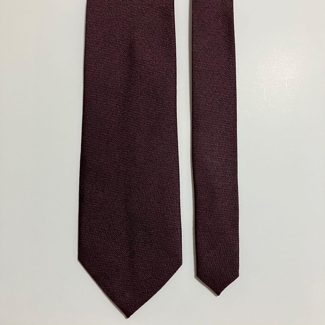 エルメネジルドゼニア　ネクタイ　無地ソリッド　えんじバーガンディ