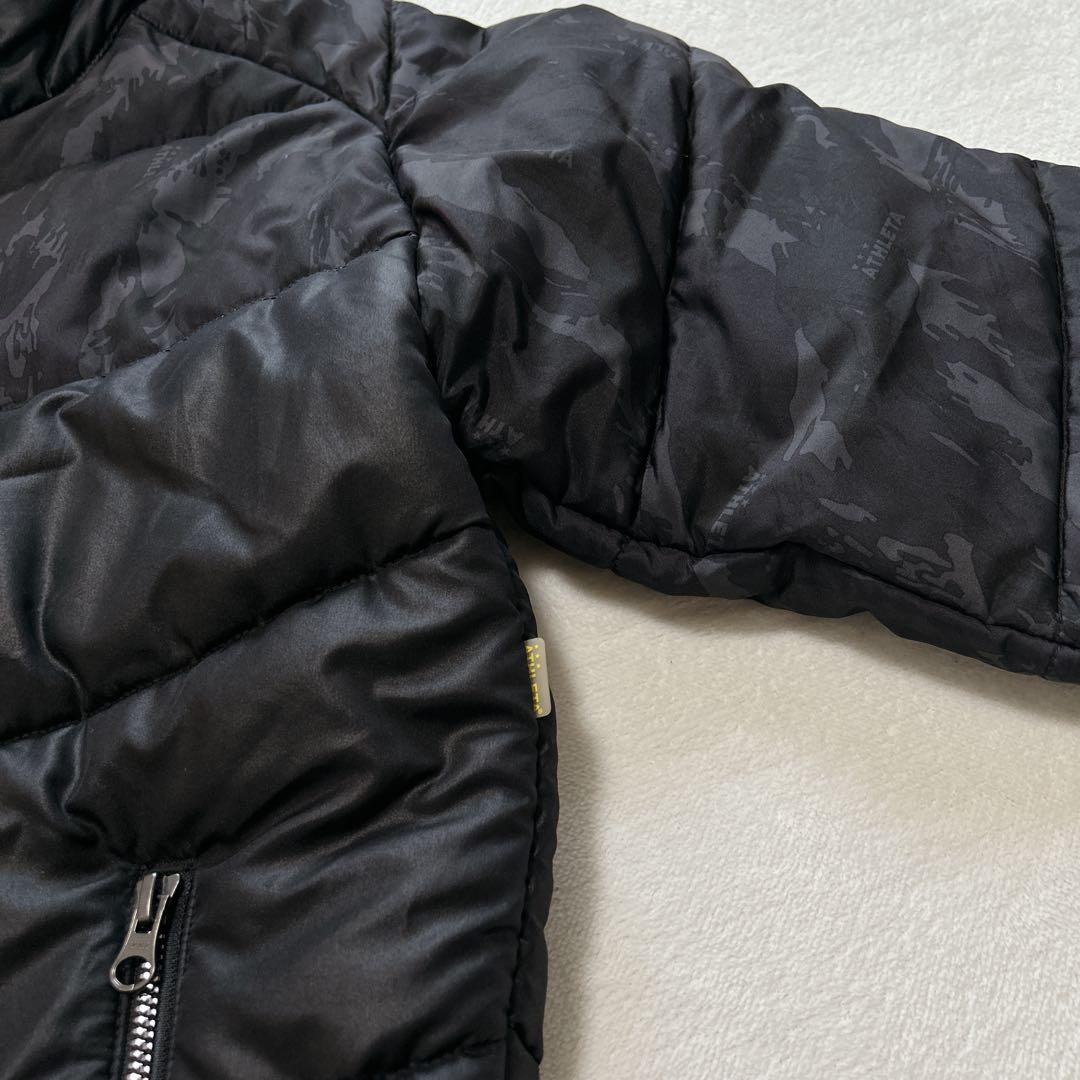 【美品】アスレタATHLETA フード付きロングベンチコートキッズ160黒カモ