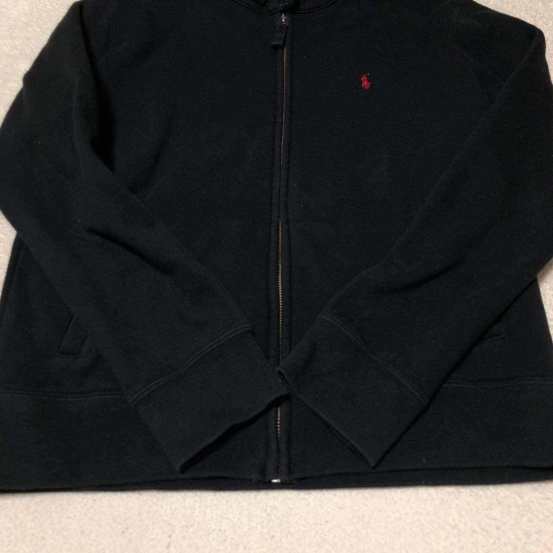ポロラルフローレン パーカー ジップアップ ポニー刺繍ロゴ ブラック/レッド