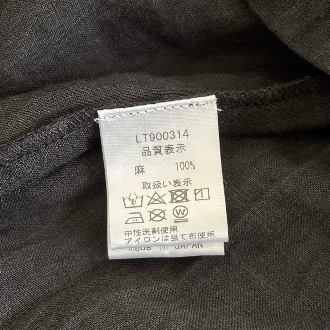 【美品】イチ アンティークス リネン ワンピース くるみボタン バンドカラー 黒