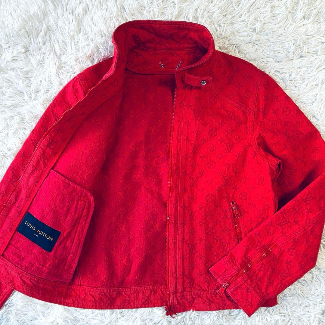 ルイヴィトン LOUIS VUITTON デニムジャケット モノグラム レッド