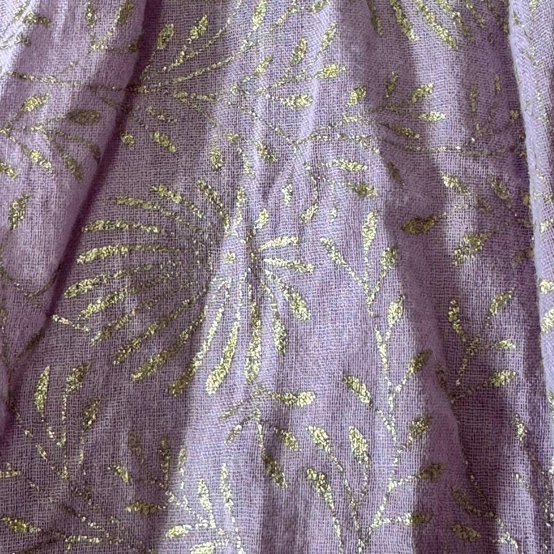 ヌキテパ　ゴールドフラワープリントパネルドレス　金箔　箔押し　ワンピース