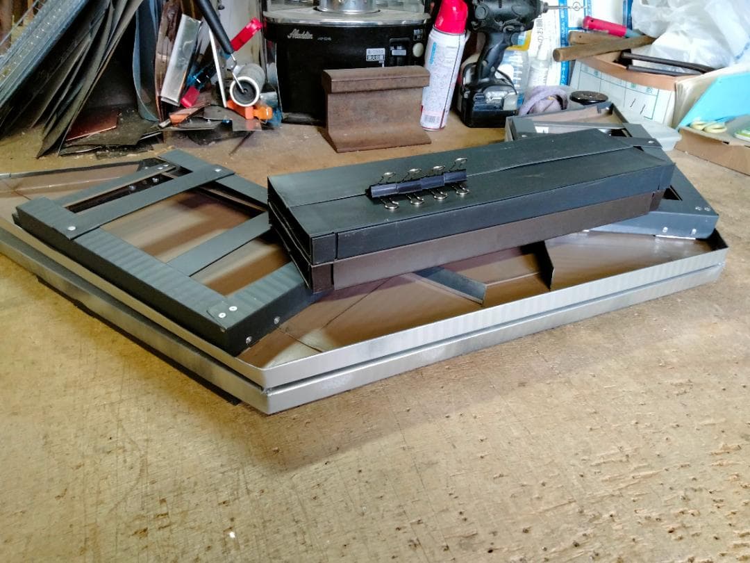 ヘキサテーブル 2分割 シルバー 焚き火テーブル 高30.5cm 折畳み 自作