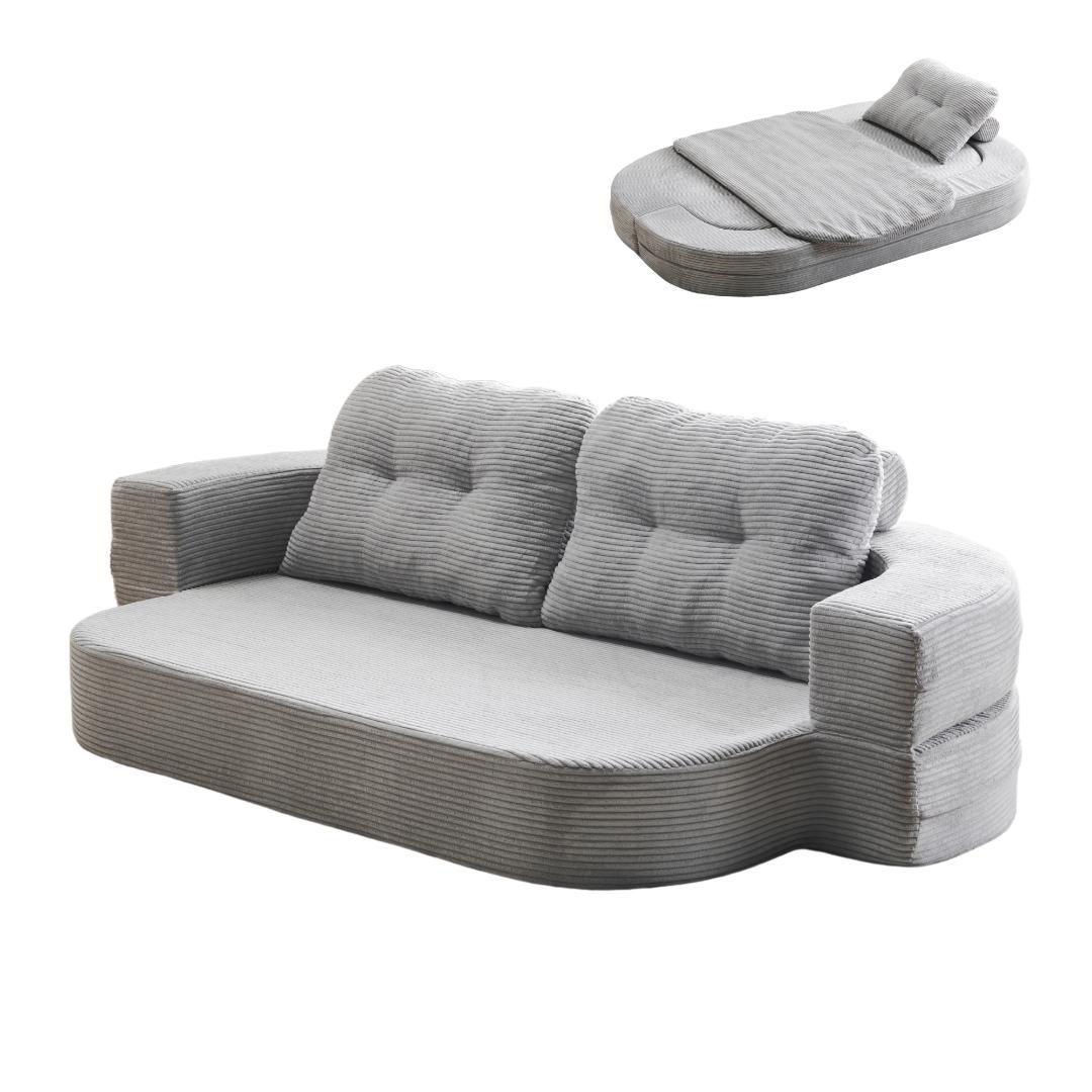 ソファベッド 2人掛け ローソファ 組立不要 クッション付 LIGHTGRAY