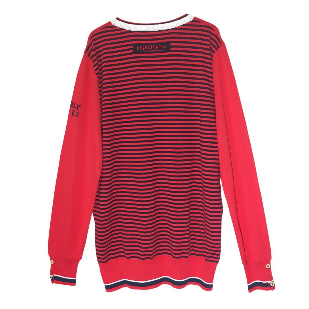 新品タグ付きPEARLY GATESパーリーゲイツVネックセーター赤メンズL