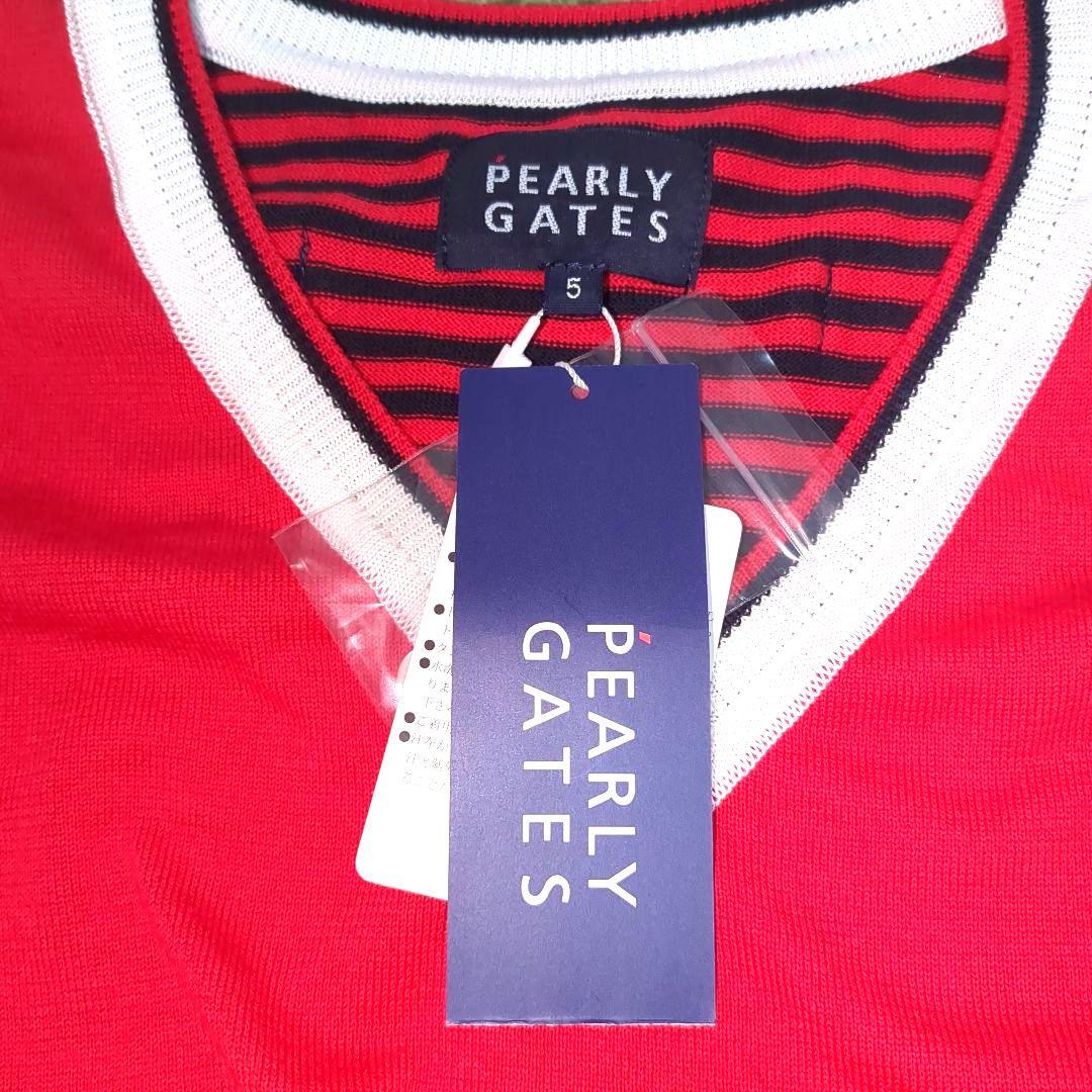 新品タグ付きPEARLY GATESパーリーゲイツVネックセーター赤メンズL