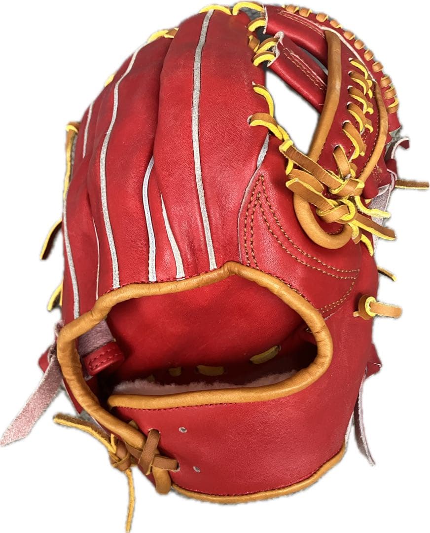 【未使用級】軟式 内野手用 グローブ 赤 良型 即戦力