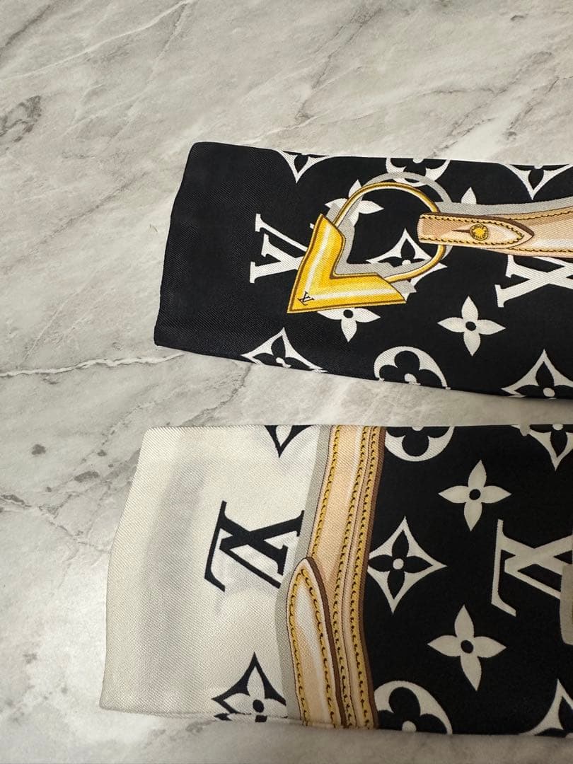 LOUIS VUITTON バンドー　スカーフ ブラック・ホワイト