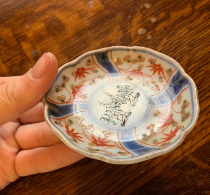 古伊万里色絵　千鳥豆皿