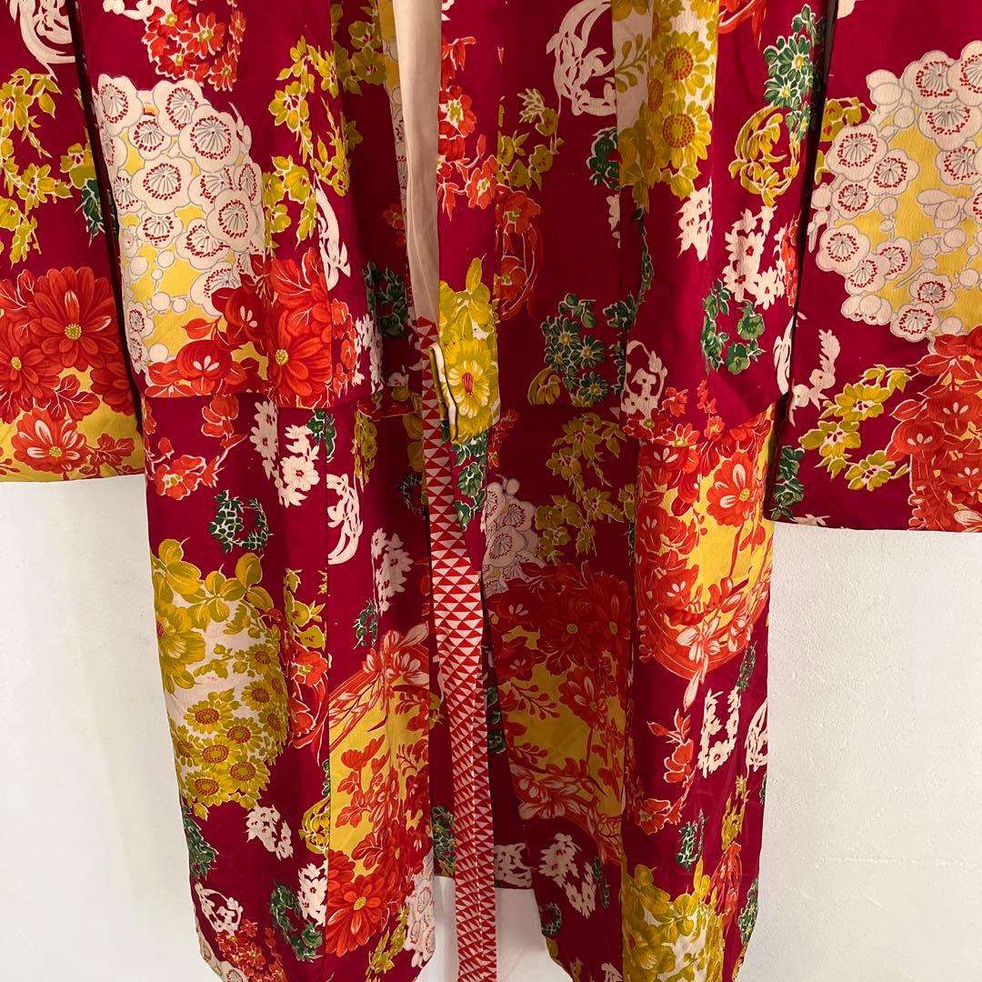 七五三 女の子 着物 正絹 レトロモダン 菊尽くし 赤