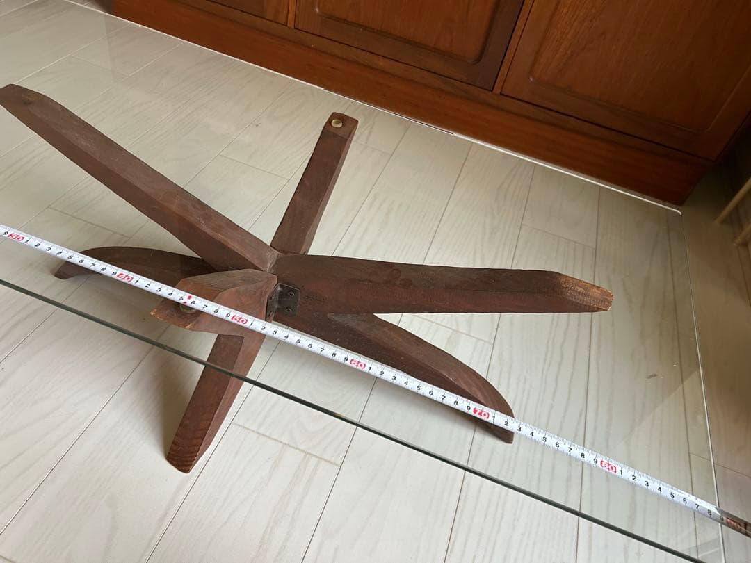 ビンテージ　ガラス天板 カフェテーブル