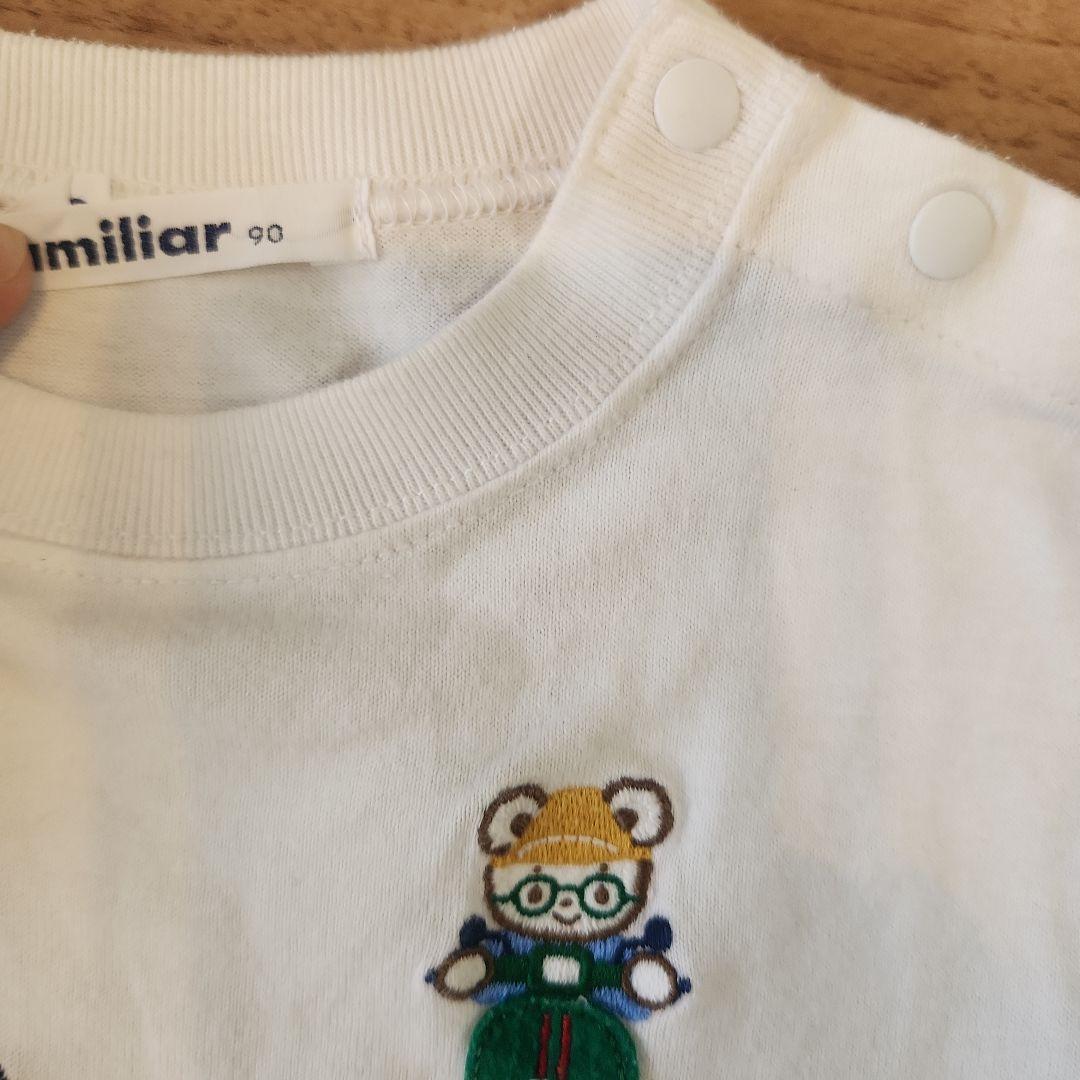 familiar 車と動物刺繍 Tシャツ