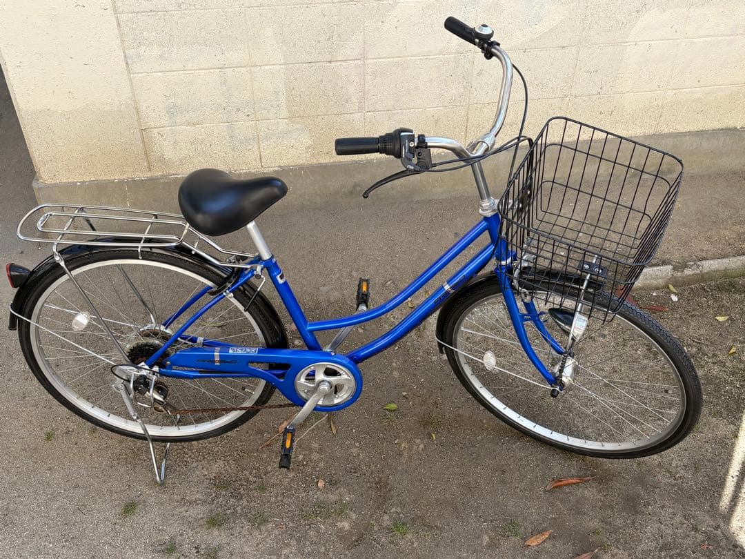 新品タイヤ！オートライト&変速付き軽快車[後席チャイルドシート対応]青(26㌅)