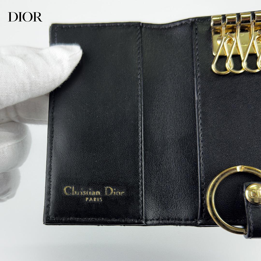 正規品　美品　Dior ディオール　カナージュ　ラムスキン　４連　キーケース